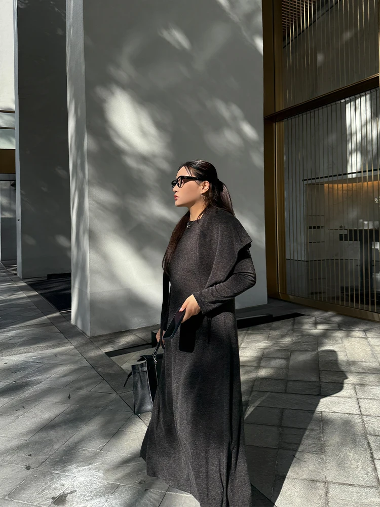 

Laid-ba Sle, женское платье больших размеров с шиловым эффектом похудения, повседневный, удобный, приятный для кожи комплект из двух предметов Long Sve