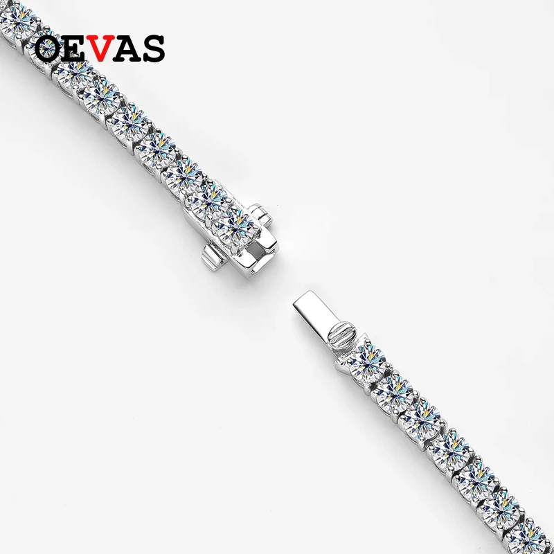 OEVAS 100% 925 Sterling Silver 3.5MM Zircon Bracelets For Women Wedding Bride Chain Party Shiny Bangle Fine Jewelry Wholesale