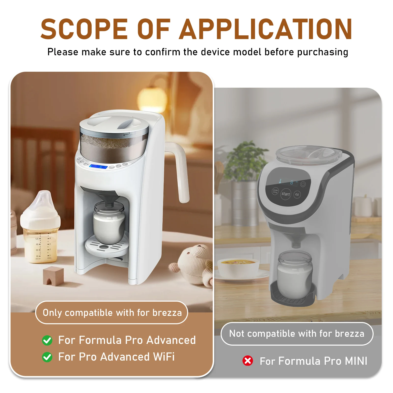 قمع موزع مسحوق حليب الأطفال، قمع بديل لآلة مسحوق الحليب PP لنماذج WiFi المتقدمة والمحترفين فقط