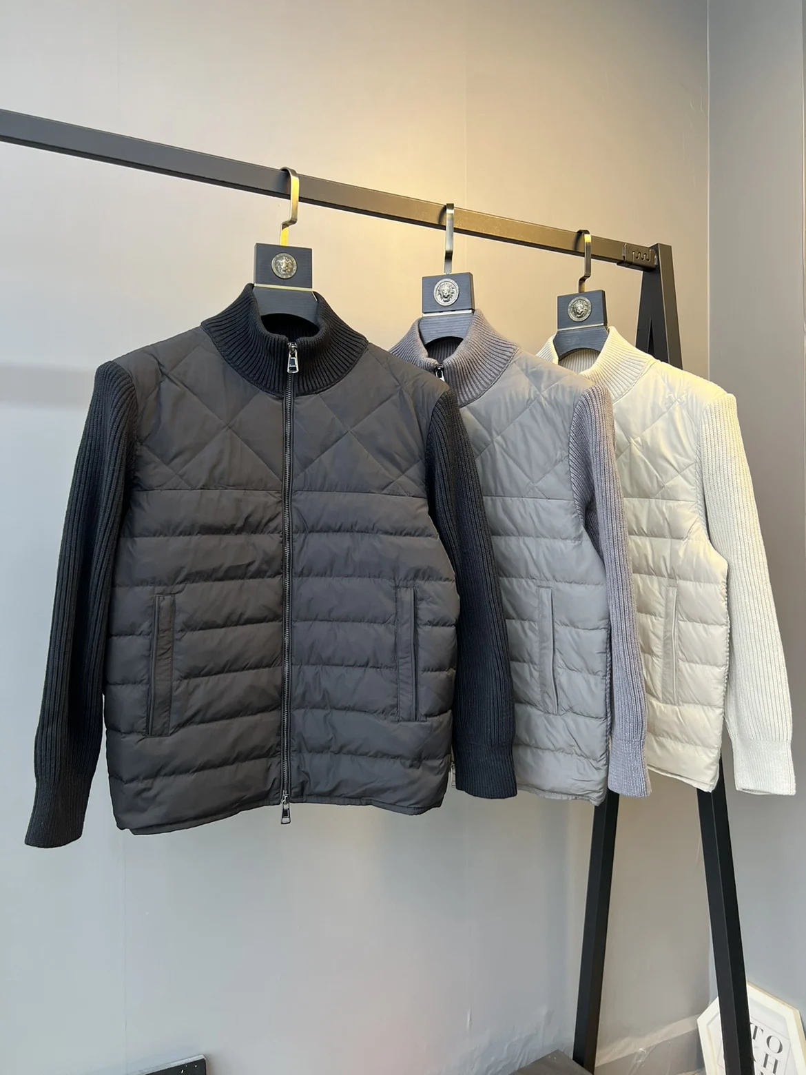 

Lightweight 90 Du down Knitted Padded Jaet Men's Women's Couple Sle Slim Fit Warm Cardigan Outerwear for Autumn Winter