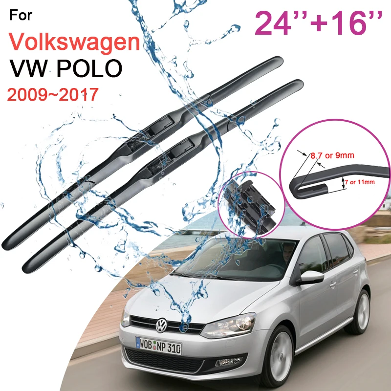 For Volkswagen VW POLO Sedan Vento 6R 6C 2009~2017 MK5 Front Windscree Windshield Wipers Rubber Wiper Blades Car Accessories