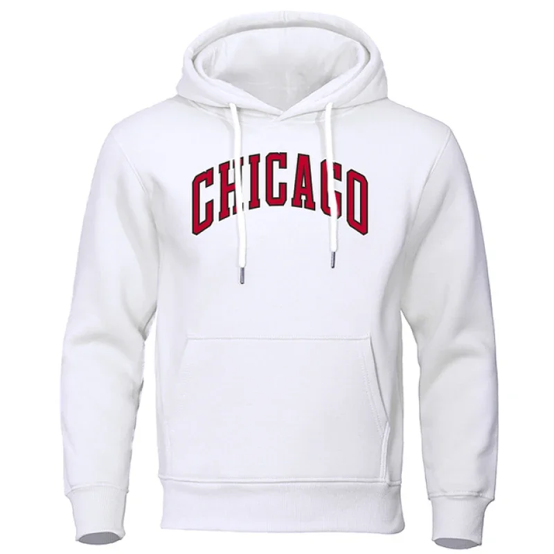 Chicago Printed Hoodie Men Women Autumn Winter Loose Clothing Pocket Pullover Hooded Long Sleeve Hoody Tops