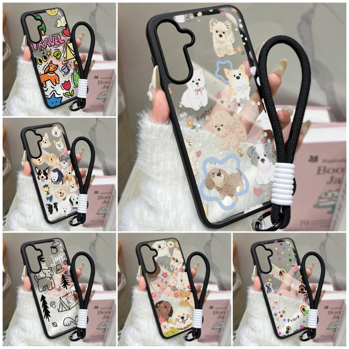 Niedliches Welpenmuster für Samsung Galaxy S26 Ultra S26 S25 Ultra S24 S23 A56 A55 A26 A25 A07 A16 A57 A37 Acryl-Stoßfänger-Handyhülle