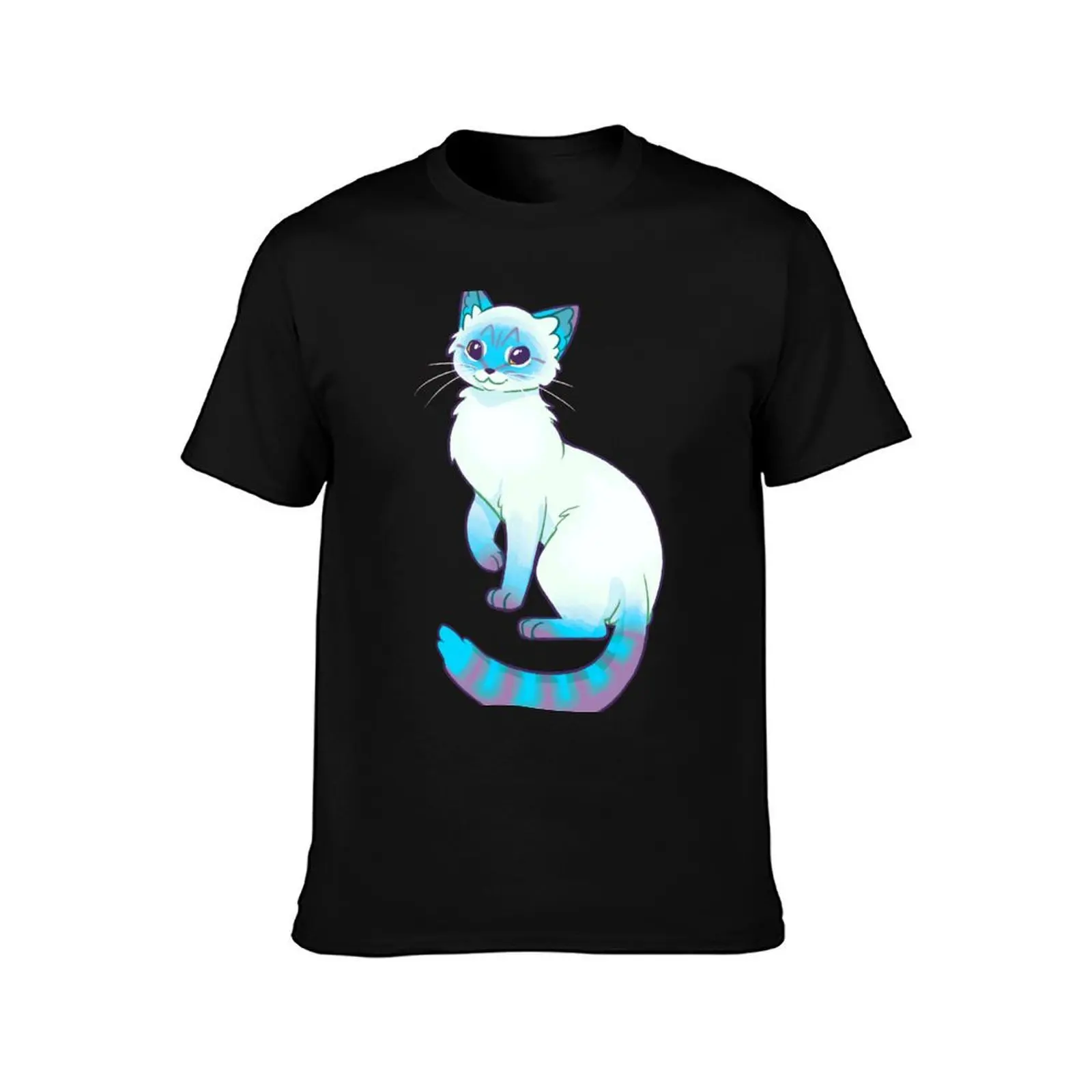 ANXIETY LIES Magical Lynx Point Siamese Cat T-Shirt, Summer Casual Cotton Tee, Oversized Streetwear Tops, Vintage Graphic Print