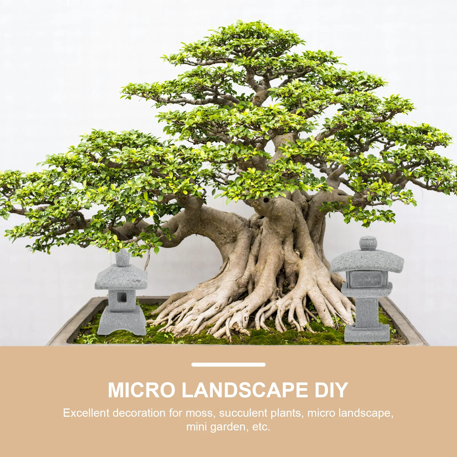 

3 Pcs Ornament Stone Pavilion Ornaments Adornment Chic Home Potted Plant Desktop Decoration Mini Landscape Model Grey Micro