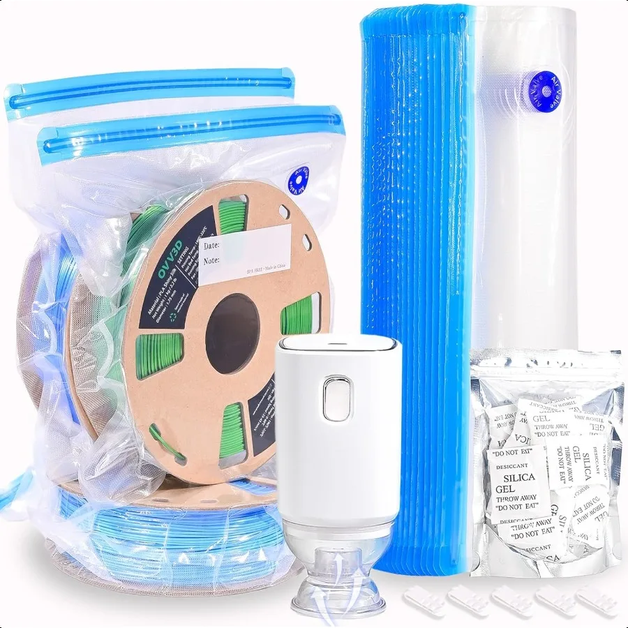 Bolsas de almacenamiento de filamentos 30 Uds de talla grande 32X34cm bolsas de almacenamiento de filamentos para impresora 3D Kit sellado al vacío con 30 desecantes bomba automática P