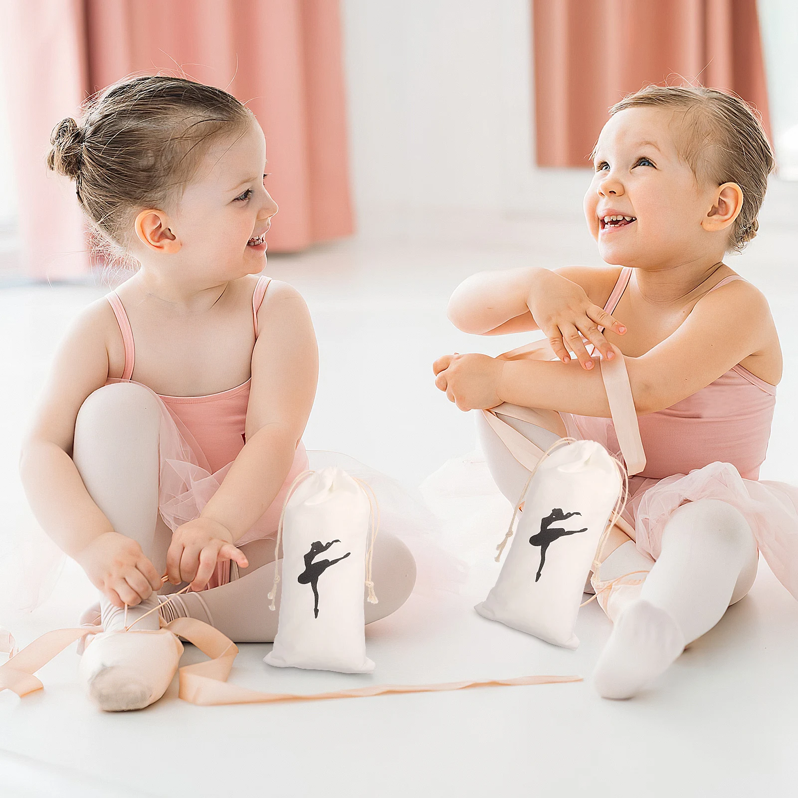

3 Pcs Ballet Shoe Bags 13x27cm Lightweight Cotton Drawstring Storage Pouches for Dance Containers Portable for Girls
