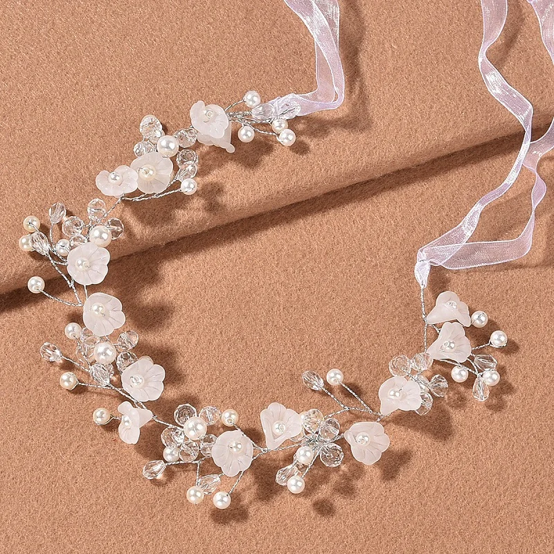 Branco casamento acessórios de cabelo encantos romântico cristal pérola flor headbands tiara nupcial coroa noiva bandana jóias
