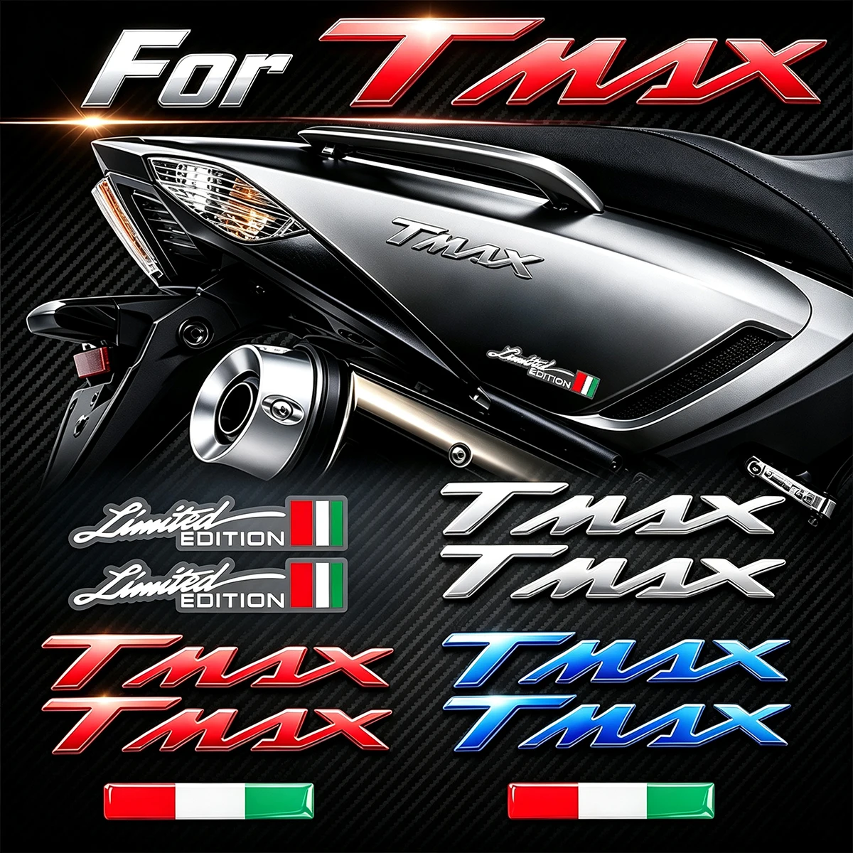 Motorcycle Stickers 3D Waterproof Modification Glossy Reflective Decorative Film For TMAX 500 530 560 Soft Adhesive Body Parts