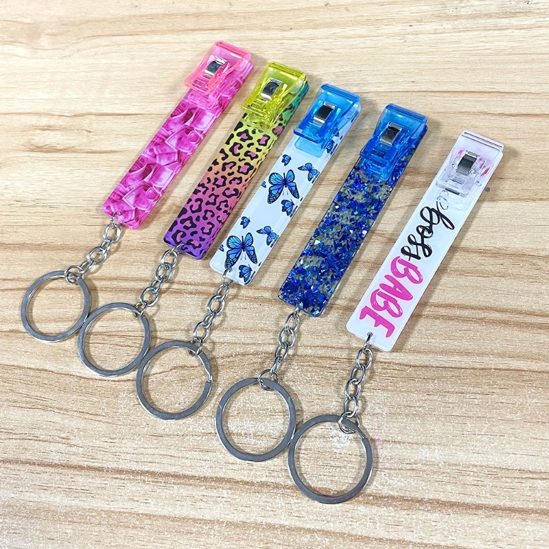 Plastic Purse Clip Card Puller Key Chain Pretty Nails Tool Debit Credit Card Grabber Keychain For Long Nails Girlfriend