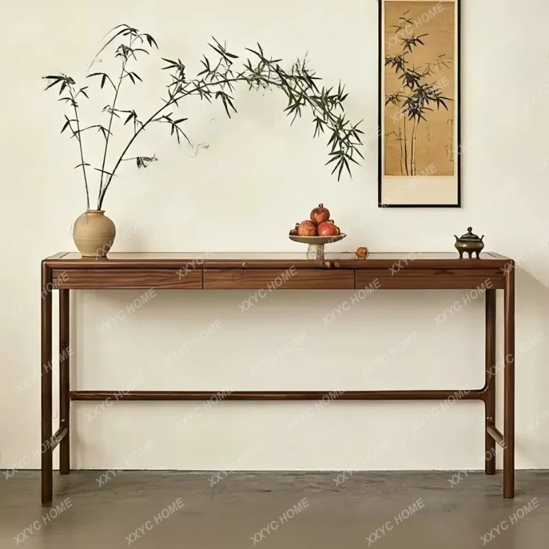 XXblack walnut strip case new Chinese style extremely narrow entrance entrance table against the wall ultra-narrow strip tabl