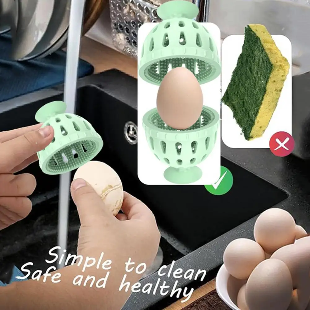 Reutilizável Silicone Egg Scrubber Set, cerdas macias, grau alimentício, leve Scrubber Tool, portátil