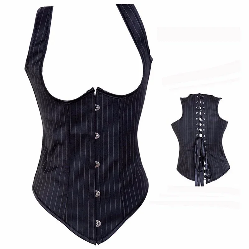 ผู้หญิงโกธิค Jacquard Underbust Corset เซ็กซี่ไหล่สายรัดเกลียวเหล็กกล้า Boned Bustier เสื้อกั๊ก Corselet Plus ขนาด