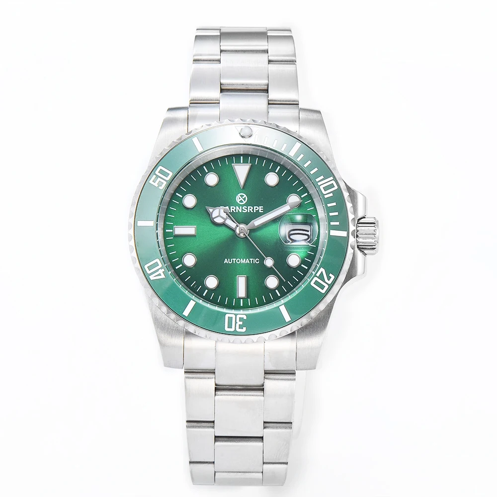 PARNSRPE NH35 Watch Accessories 40mm Green Business Diver Men Watches Sapphire Crystal Date Top waterproof 5ATM
