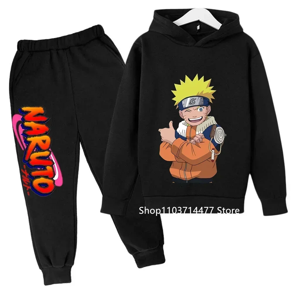 

Fashion Japanese Anime Naruto Hoodie Set Kids Clothes Boys Girls Clothing Children's Sports suit Autumn Hoodie Pants 2-piece set