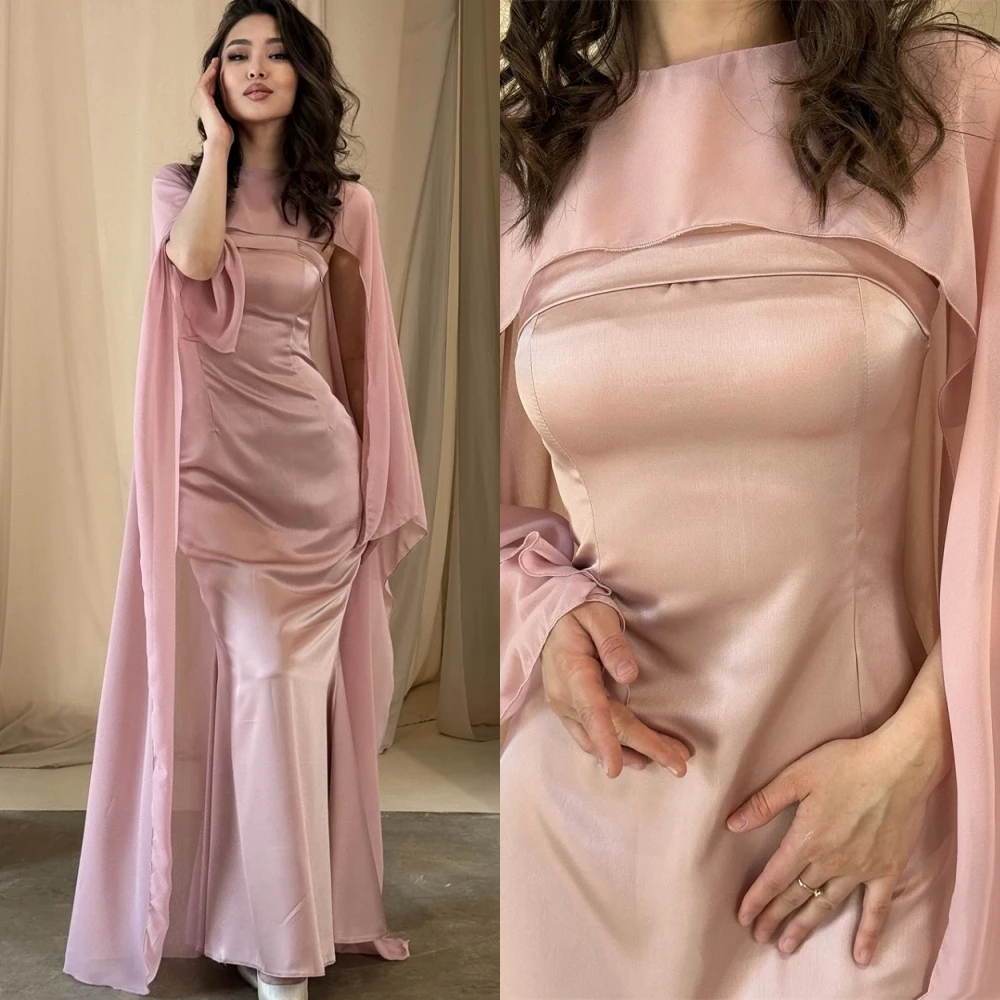 Customized O-Neck Shawl Satin Mermaid Evening Dress Classic Party Dresses Temperament  High Quality Special Occasion Gowns