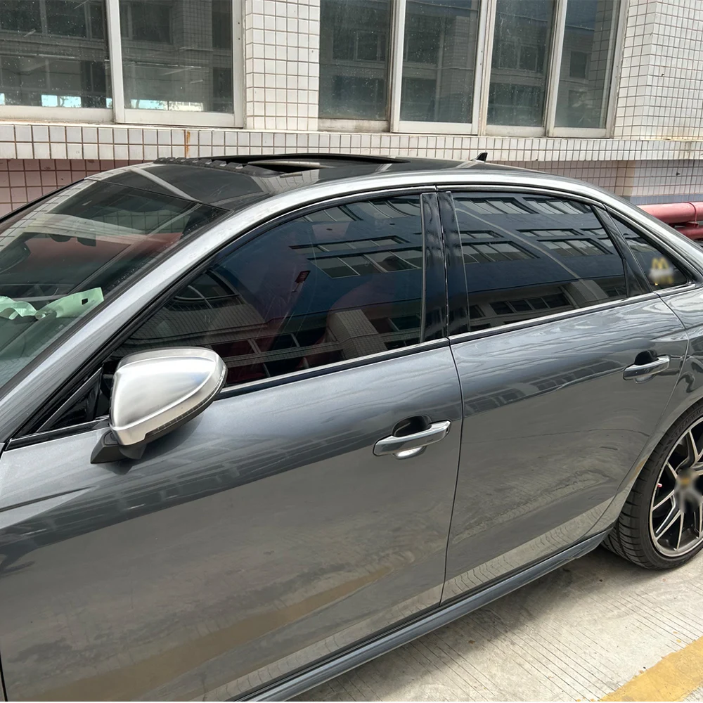 Für Audi A4 S4 B9 2017-2025 Limousine Fenster-Chrom-Abdeckung Blackout ABC-Säulen Hochglanz-Schwarz-Aufkleber – Detail 3