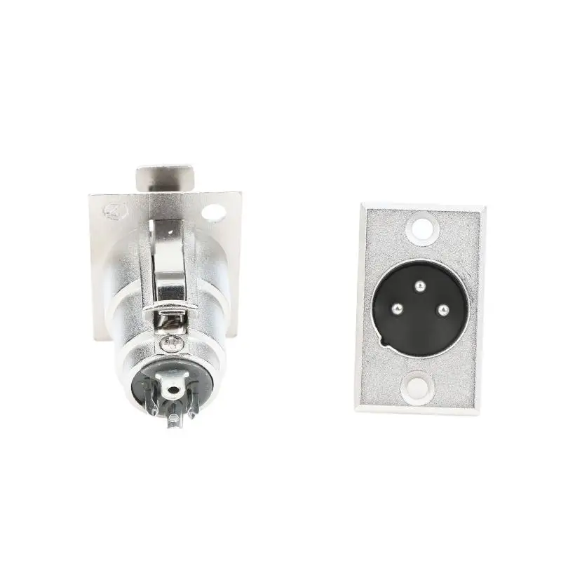 New New 4Pcs 3-Pin XLR Panel Mount Connectors 2 Male + 2 Female Jack Socket Wall Plate Durable Studio Equipment Plug Sockets