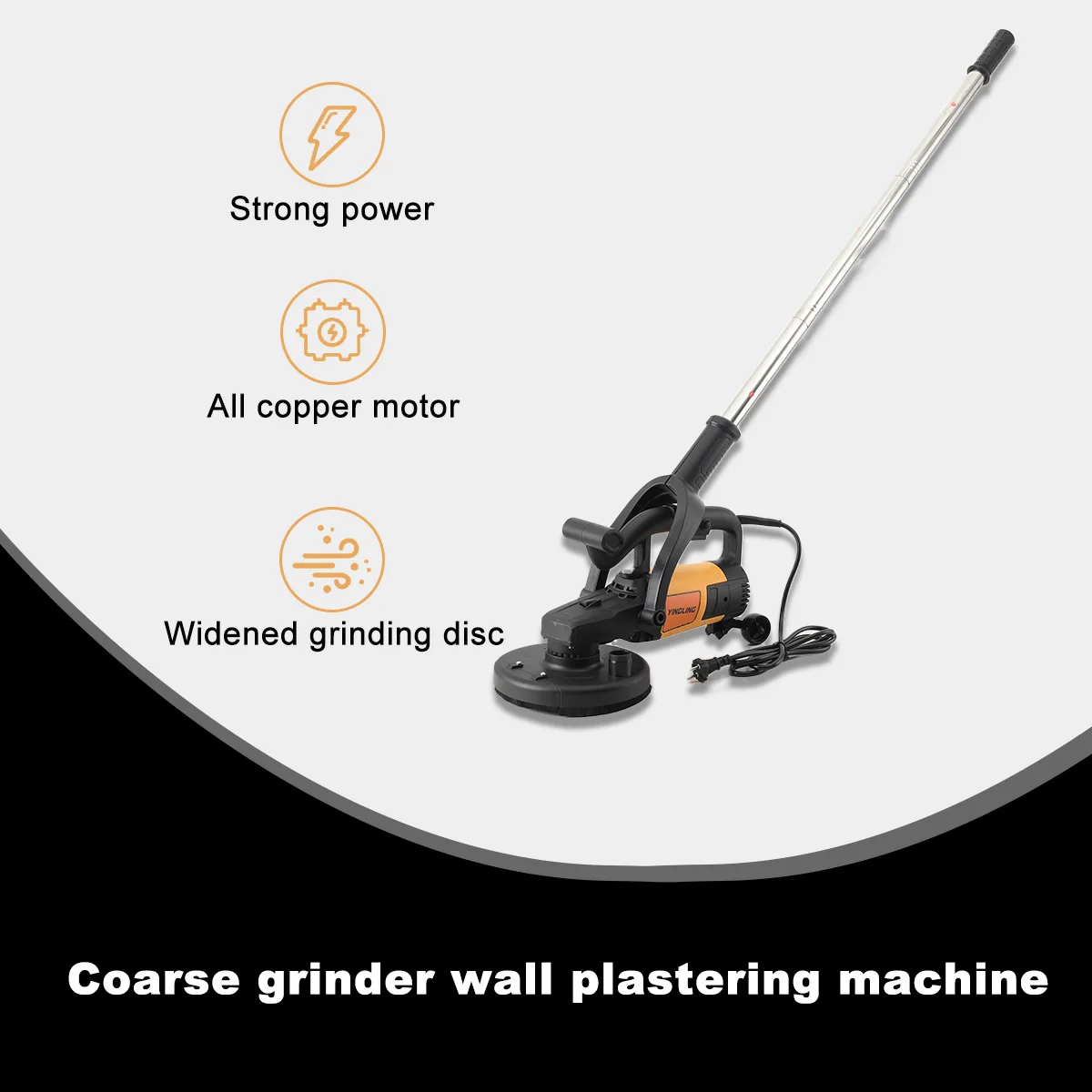 ماكينة طحن الجدران بقدرة 3800 وات، ماكينة تجصيص الجدران الخشنة المحمولة مع قضيب تمديد، أداة تلميع الجدران والأرضيات الخرسانية