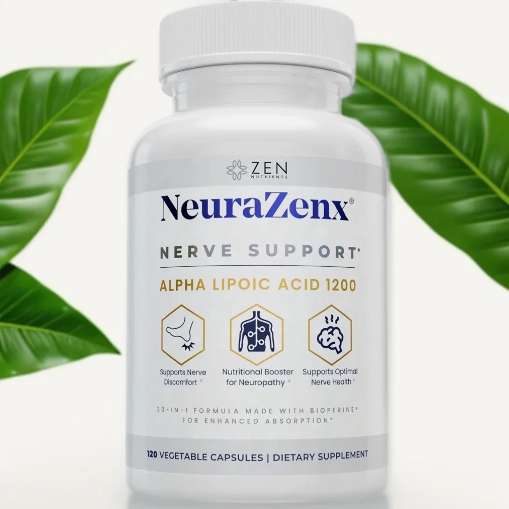 Suplemento Nutricional NeuraZenX para el Apoyo de los Nervios y la Neuropatía Periférica con Ácido Alfa Lipoico (ALA), Benfotiamina, L-Carnitina