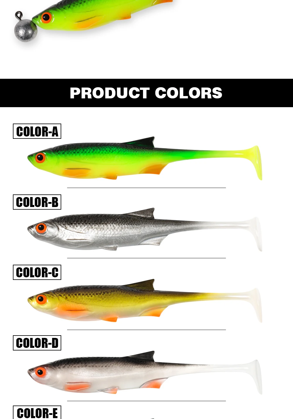 Spinpoler N.B. Shad Handgefertigter Weicher Köder Realistische Skalen-Optik PVC Angelköder Sinkender Paddle-Tail-Köder für Süß- und Salzwasser-Angelausrüstung – Detail 7