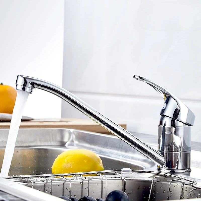 

Kitchen Faucet Household Sink Tap Deck Mounted Kitchen Cold Hot Mixer Tap Swivel Spout Single Lever Chrome Basin Faucets