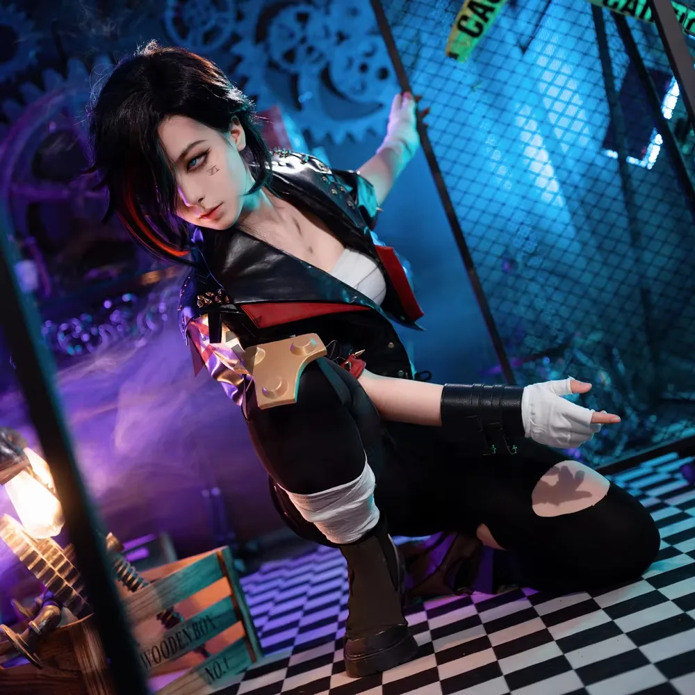 

New Arcane League Of Legends Vi Cosplay Costume Tops Coat Pants Gloves For Game Party Halloween Set Custom Made