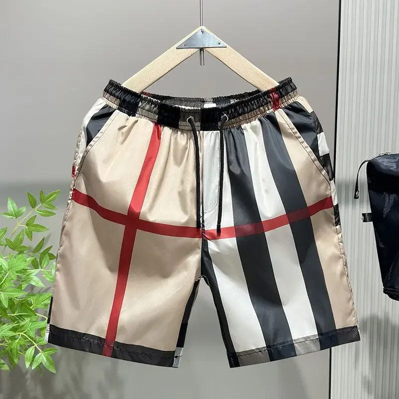 

Мужские прямые шорты, тонкие летние быстросохнущие верхняя одежда, пляжные брюки, домашние повседневные брюки среднего размера с пятью точками, большие брюки