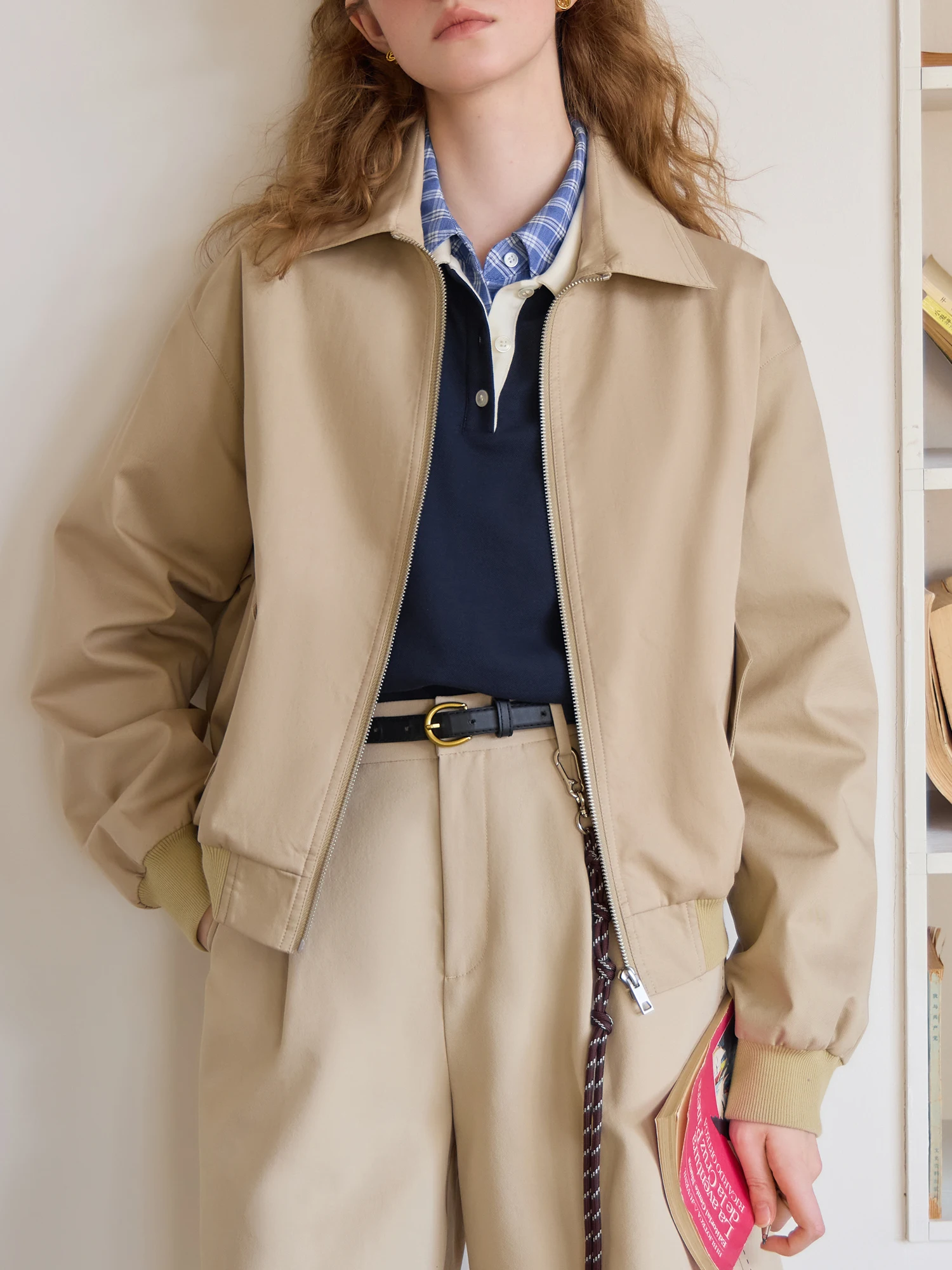FSLE Office Lady Retro odzież robocza kurtka w stylu na wiosnę 2025 krótki styl Off ramię rękawy casualowa kurtka 25FS11219