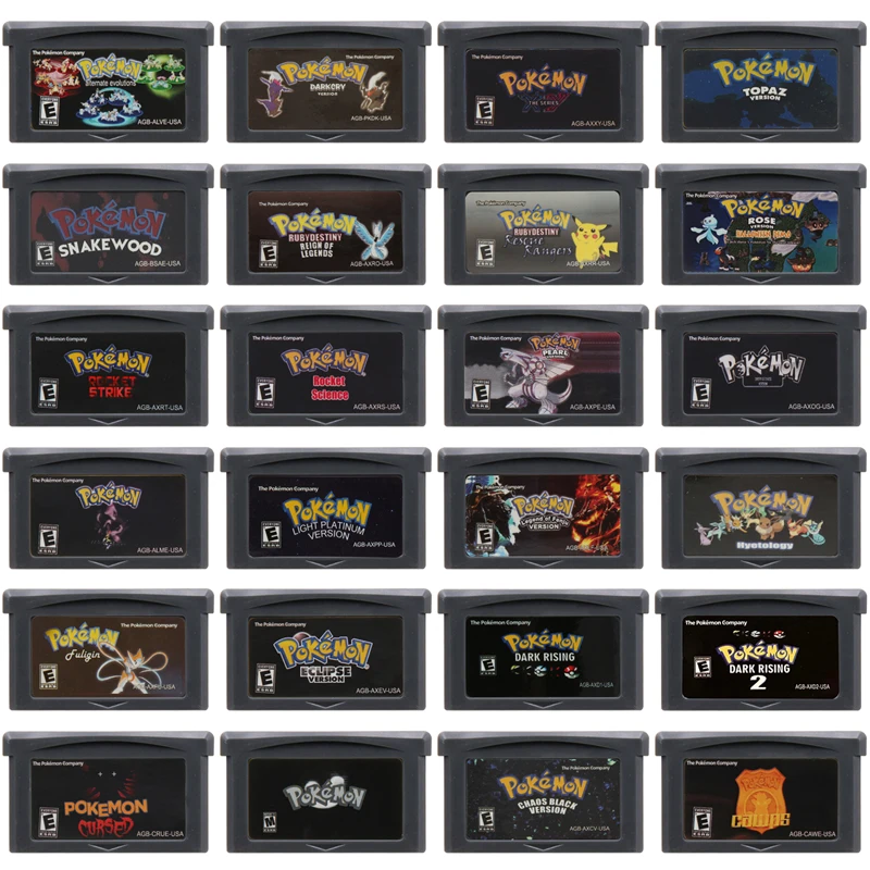 GBA Game Cartridge Pokemon Series Creepy Black Dark Rising Pearl Light Platinum Snakewood 32 Bit Video Game Console Card