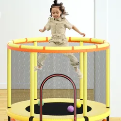 Trampoline Children Indoor Home Trampoline With Protective Net Bouncy Bed Outdoor Trampoline With Horizontal Bar Pull Ring