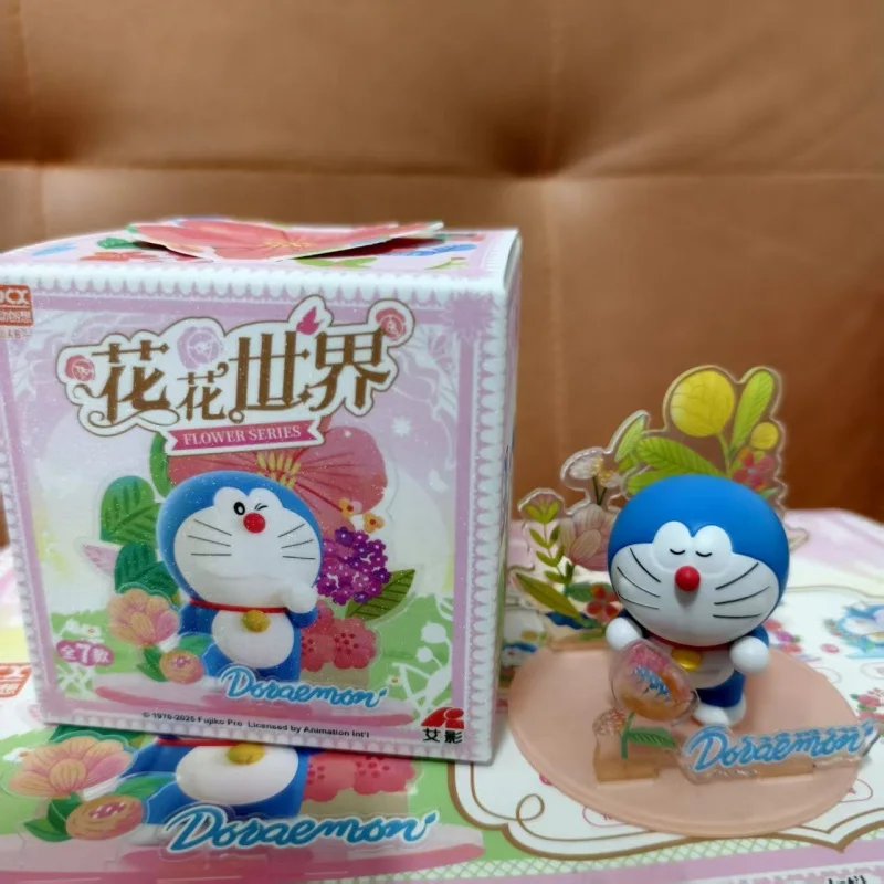 New Cartoon Anime Ornaments Doramon Blind Box Flower Series Acrylic Scene Ornaments Doll Peripheral Desktop Ornament Toys Gift