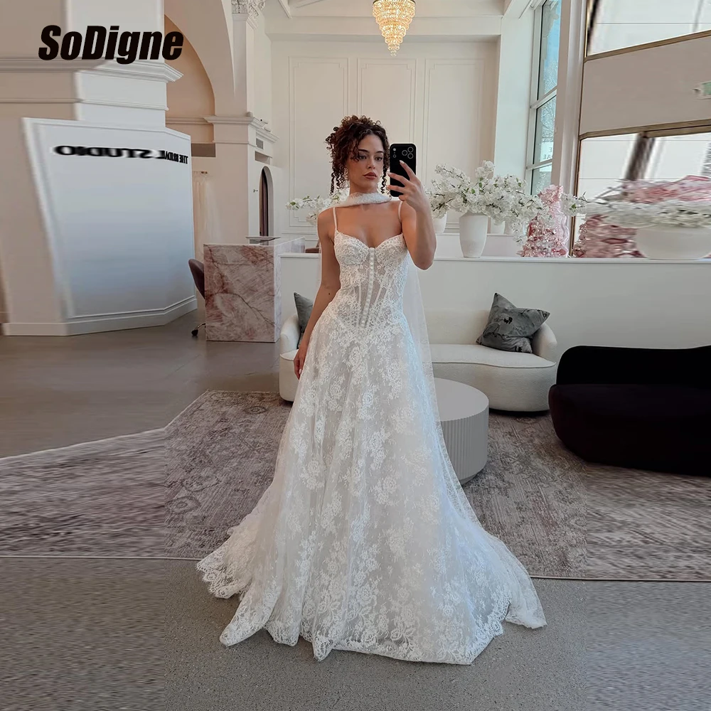 

SoDigne A-line Lace Wedding Dresses Sweetheart Sleeveless Bride Dress 2026 Long Wedding Gown vestidos de novia Customized