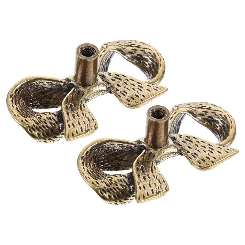 

2pcs Brass Handles Bow Drawer Knobs Vintage Decorative Door Pulls For Home Office Vintage Knobs Furniture Storage