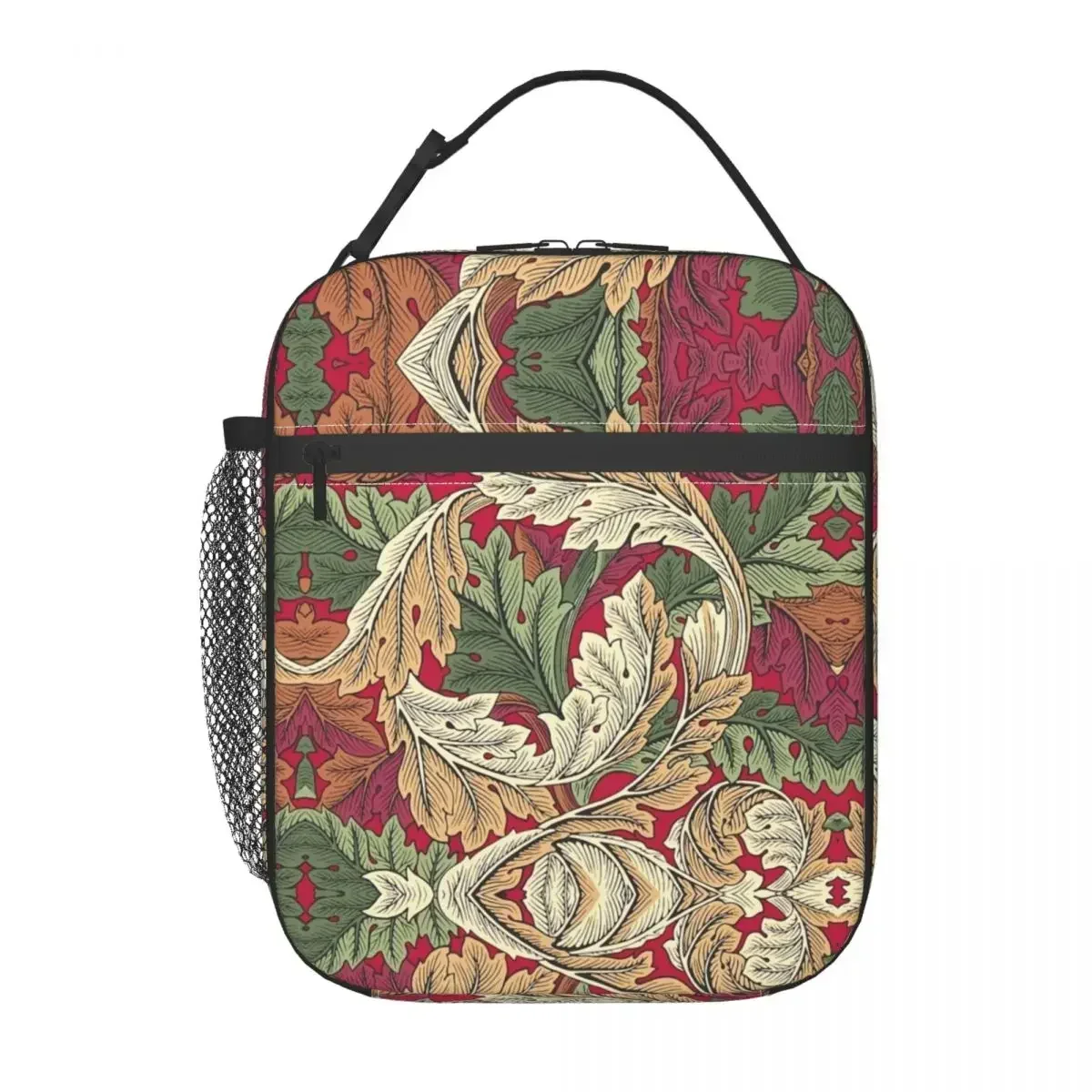 William Morris Vintage Red Acanthus Arts And Crafts Portable Lunch Box  Floral Textile Pattern Thermal Cooler Food  Bag