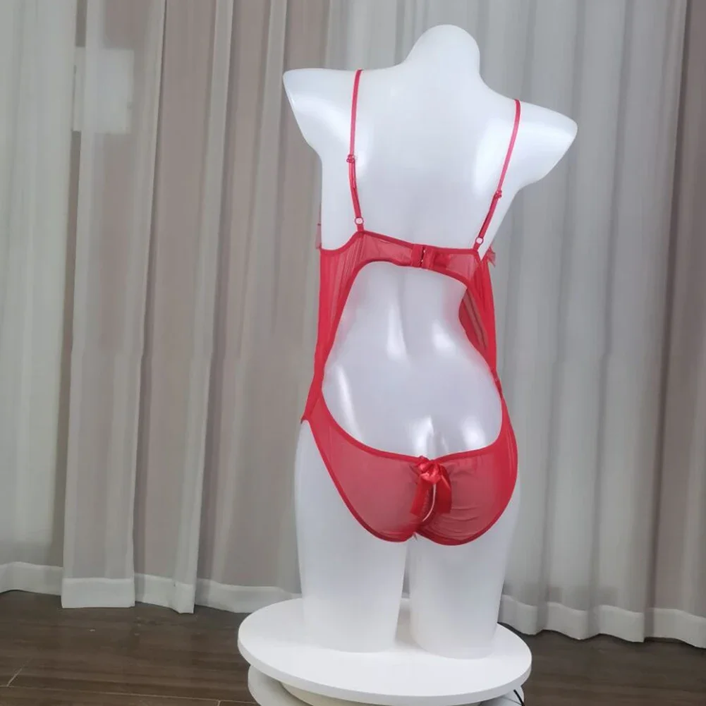 

Sexy Women Erotic Lingerie Hollow Out Breast Exposure Bodysuit Open Crotch Jumpsuit Sheer Mesh Transparent Backless Leotard