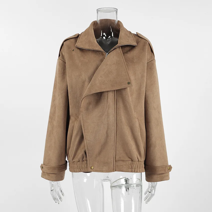 

2025 европейская и американская женская коричневая куртка, пальто, осень-зима, ретро Майяра, модная повседневная куртка с длинными рукавами и лацканами, топы