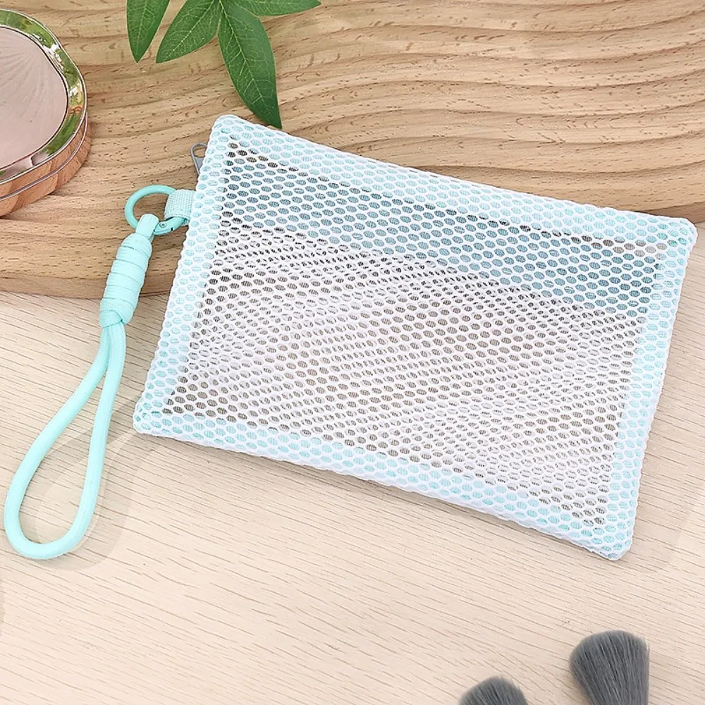Mode Griff Nylon Make-Up Tasche Leichte Wiederverwendbare Mesh Kosmetik Tasche Geldbörse Transparent Tragbare Make-Up Tasche Hause