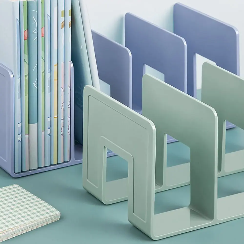 1Pcs Durable Acrylic Book Stand 4 Compartment Closet Desk Organizer Tabletop Colorful Shelf Divider Book