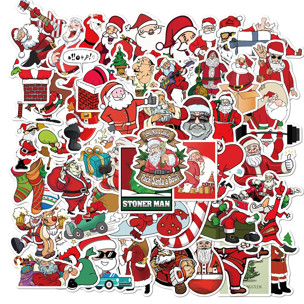 50 Stück Mix Weihnachten Weihnachtsmann Weihnachtsaufkleber Skateboard Autos Gitarre Helm Gepäck Laptop Graffiti Aufkleber Kinder Weihnachtsgeschenk
