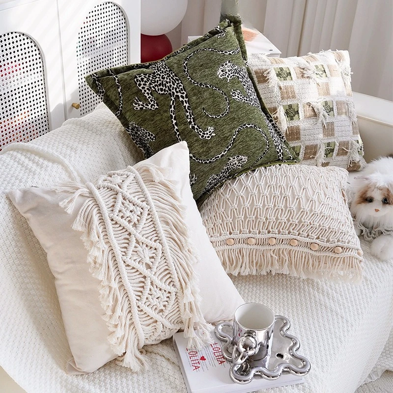 30X50/45X45CM Green Retro Leopard Throw Pillow Cover Antiqu Simple Waist Cushion Cover Decor Home Decorative Pillowcase