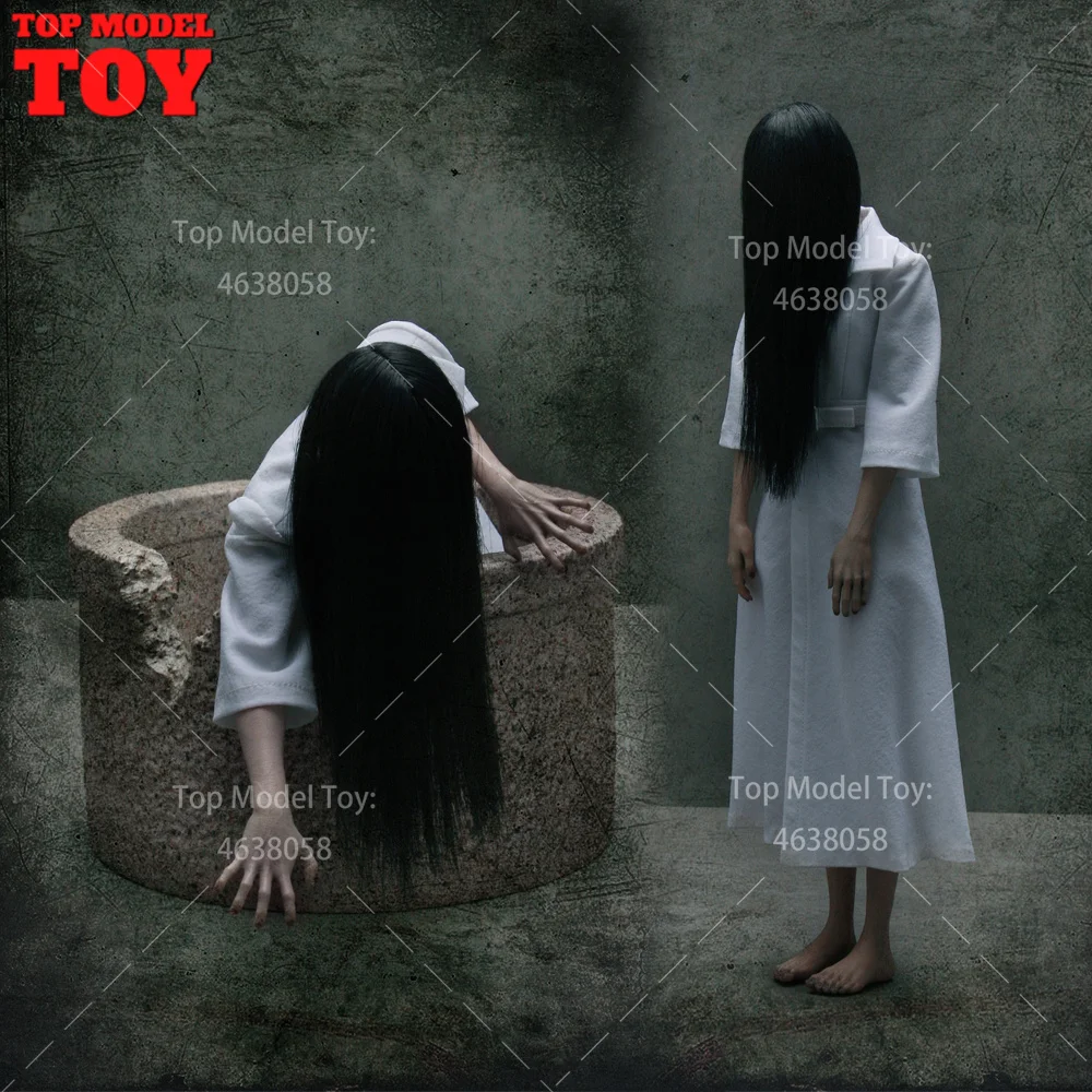 

YANTOYS JR08 1/6 White Dress Long Haired Female Ghost Miss Sadako Cosplay Scene Full Set 12'' Action Figure Model Dolls Toy