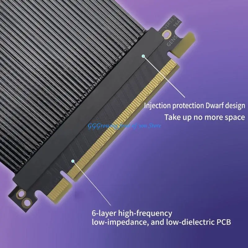 

H9EB PCIE 5.0 X16 Extender Extension Cable 270 Degree Reverse Right Angled with Gold Plated Connector Metal Shielding