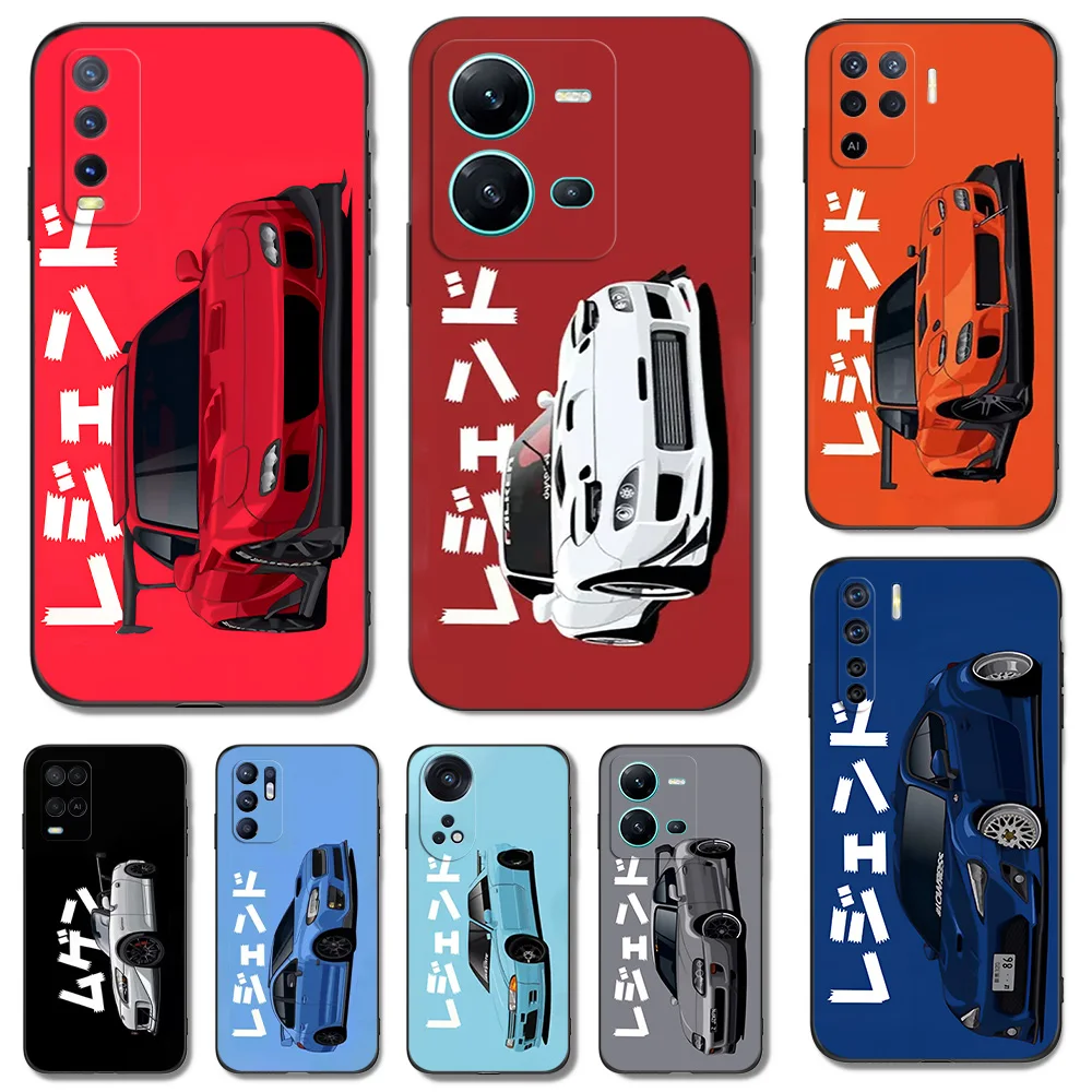 Черный чехол ТПУ для Vivo Y52 Y70 Y70s Y70T Y71 Y71A Y72 Y73S Y75 Y76 Y75 Y81 5G 2020 JDM спортивного автомобиля