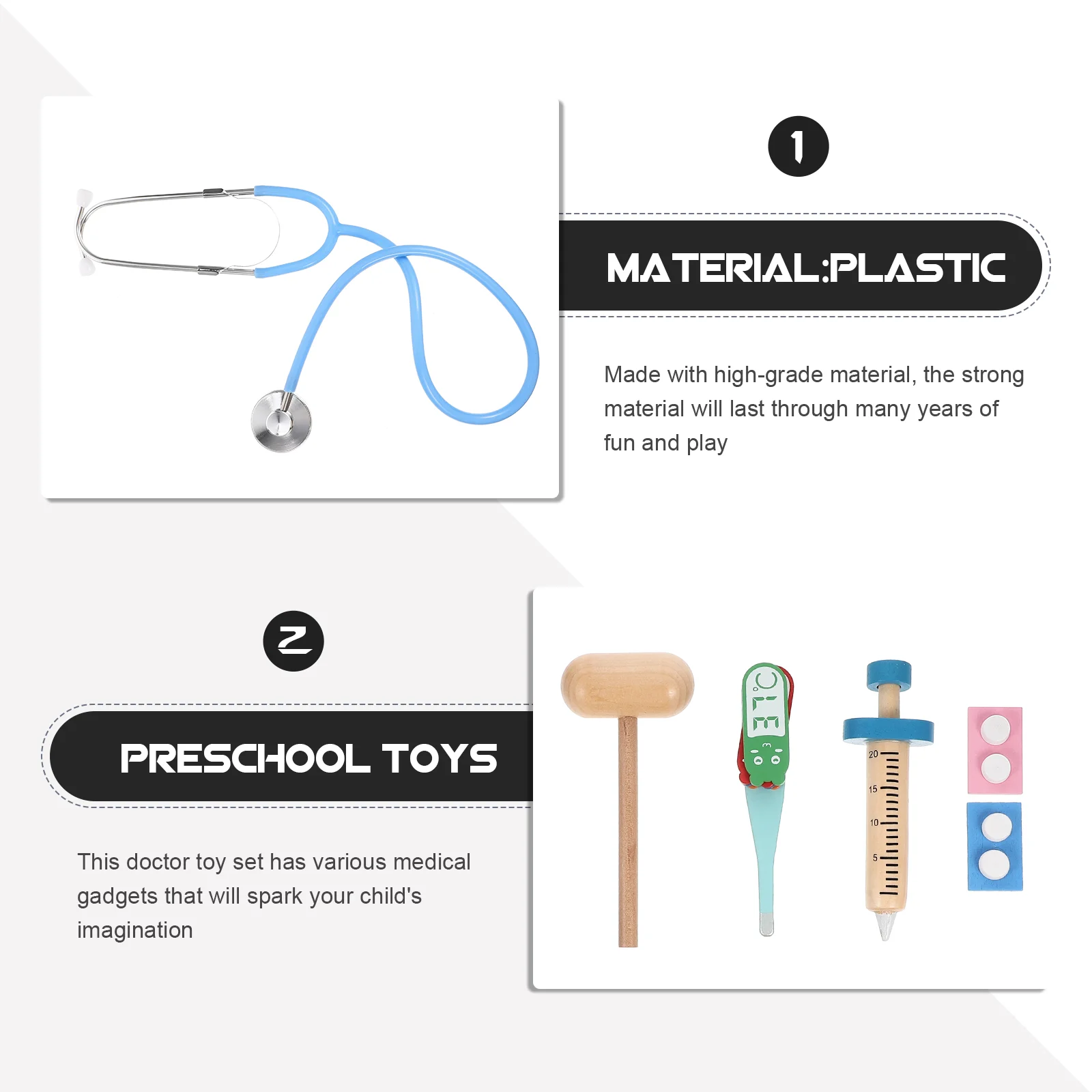 Ensemble de jeu pour médecin et infirmière, mini jouets, stéthoscope de dessin animé, artisanat en plastique pour tout-petits, jeu de simulation