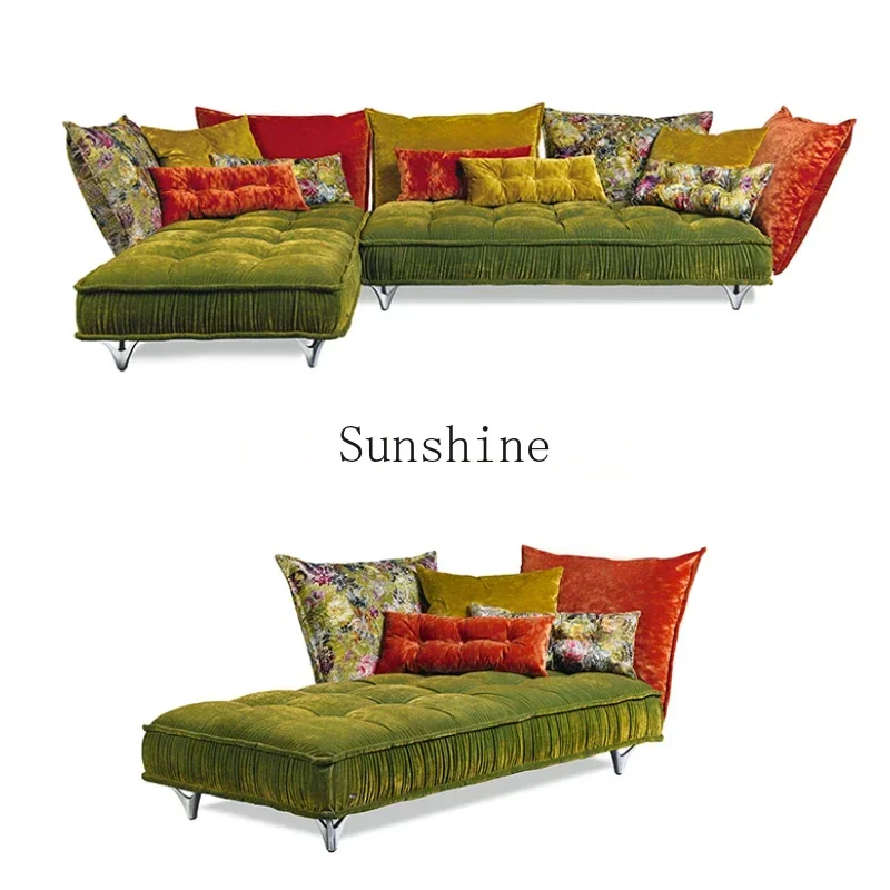 

Sofa living room retro pattern high-end villa corner combination fabric sofa