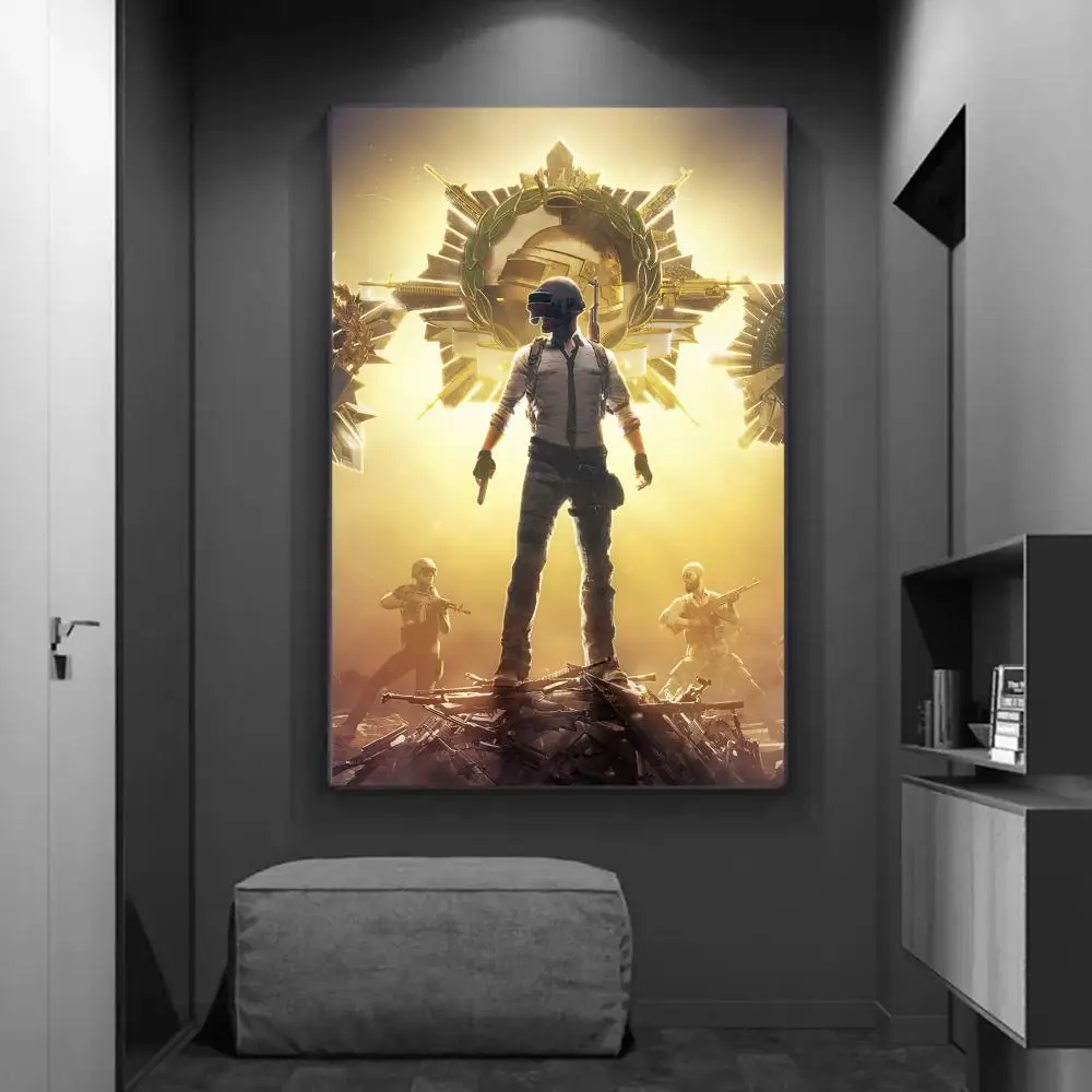 PUBG Classic Movie Posters Vintage Room Bar Cafe Decor Stickers Wall Painting