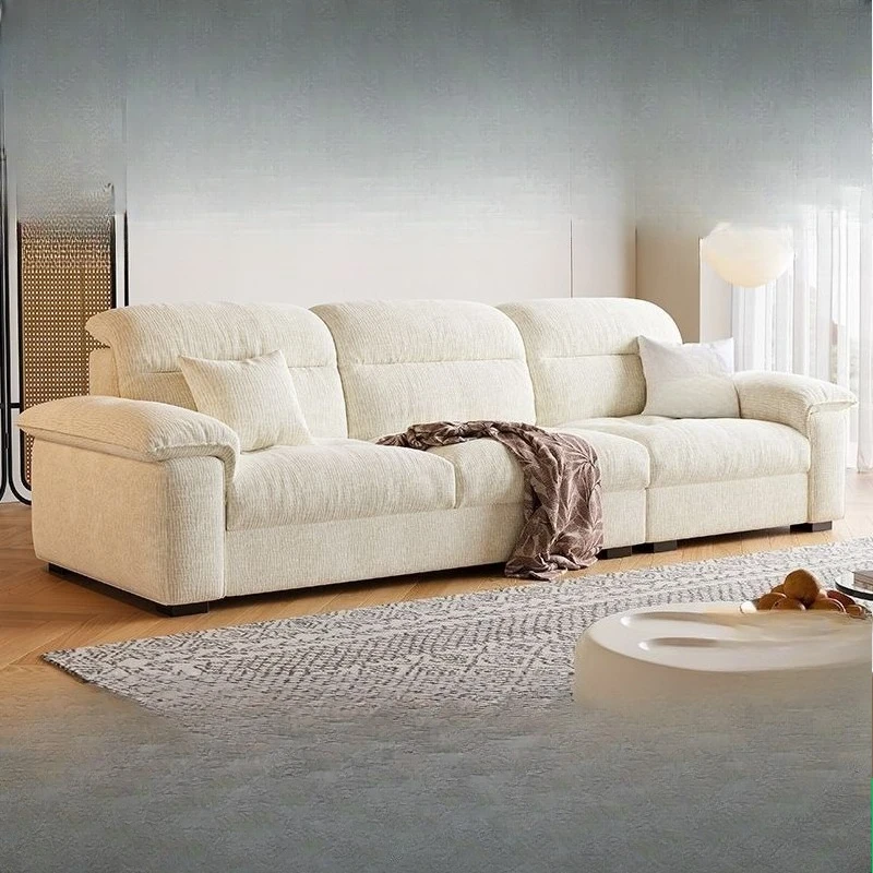 High backrest fabric sofa Minimalist living room Straight row flannel sofa