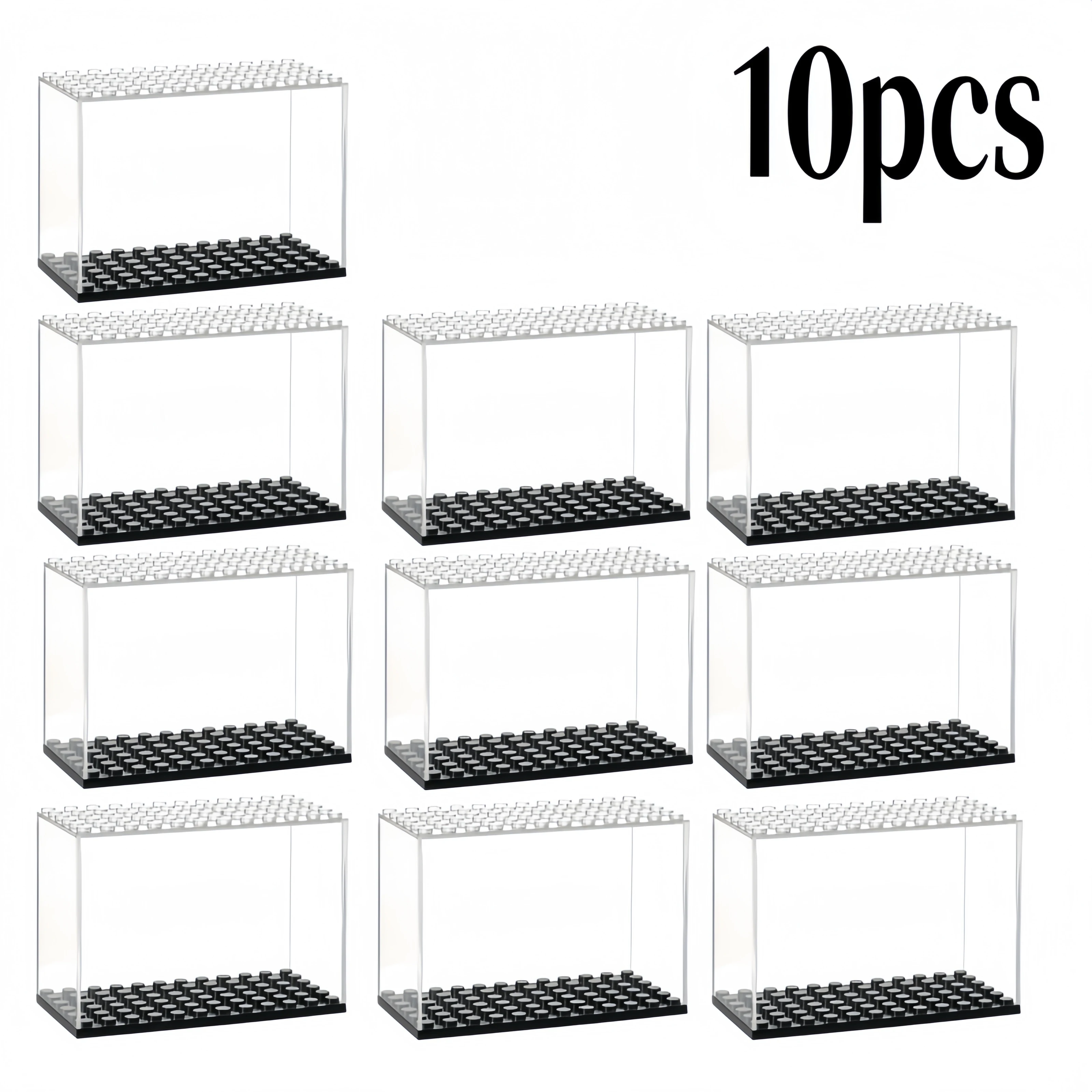 

10-Pack Clear Stackable Storage Boxes – Universal Dust-Proof Display Cases for Small Block Figures & Building Brick Toys