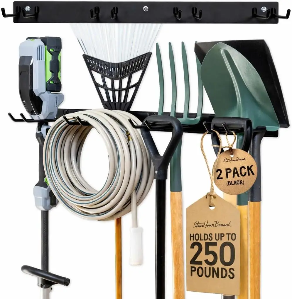 

Настенный органайзер для инструментов в гараже, 72 дюйма, усиленный, с 8 крючками с ПВХ-покрытием, выдерживает до 500 фунтов, для садовых инструментов, грабель, лопат